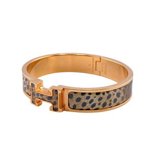 HERMES Click H Acinonyx Jubatus Bracelet, High Ankle Bangle, Gold, Women's